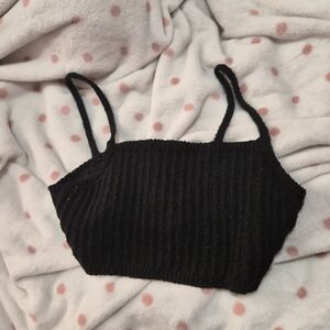 OAK + FORT Black Ribbed Tank Top